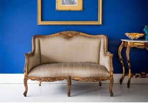 2 Seater Sofa - Silk Upholstery - Carved Surround - Antique Gilt Range