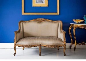 2 Seater Sofa - Silk Upholstery - Carved Surround - Antique Gilt Range