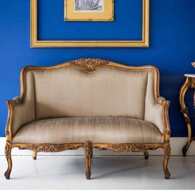 2 Seater Sofa - Silk Upholstery - Carved Surround - Antique Gilt Range