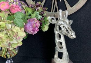 Giraffe Head Sculpture - Abstract Sculpture - Silver Finish