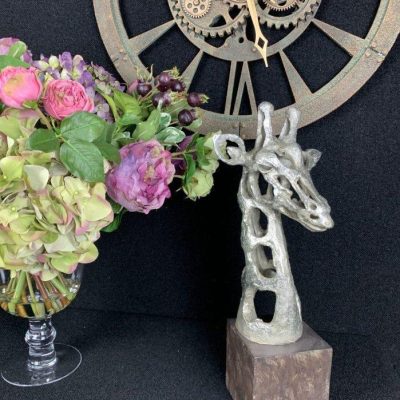 Giraffe Head Sculpture - Abstract Sculpture - Silver Finish