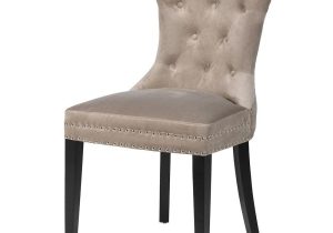 Dining Chair - Chrome Stud Design - Black Oak Legs - Biscuit Velvet