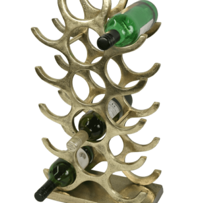 Wine Rack – 15 Bottle Wine Rack – Floor/Counter Standing – Brass Finish