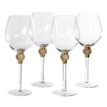 Red Wine Glasses - Gold Crystal Ball Design - Large Red Wine Glasses - Set Of 4