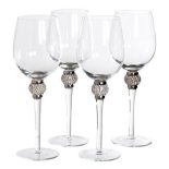 White Wine Glasses - Silver Crystal Ball Design - Wine Glasses - Set Of 4