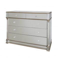 Chest Of Drawers - Champagne Edged 2 Over 3 Drawer - Bevel Mirrored