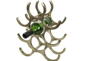 Wine Rack - 9 Bottle Aluminium Counter Top Wine Rack - Brass Finish