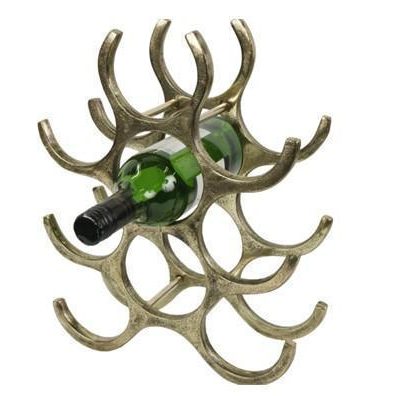 Wine Rack - 9 Bottle Aluminium Counter Top Wine Rack - Brass Finish