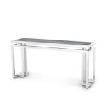 Console Table - Black Glass & Polished Chrome - Parma Chrome Range