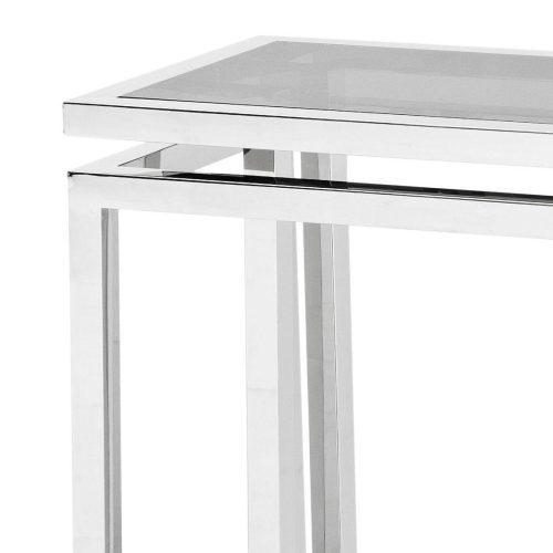 Console Table - Black Glass & Polished Chrome - Parma Chrome Range