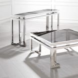 Console Table - Black Glass & Polished Chrome - Parma Chrome Range