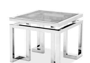 Lamp Table - Black Glass & Polished Chrome - Parma Chrome Range