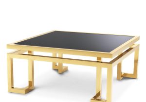 Coffee Table - Black Glass & Polished Brass - Parma Brass Range