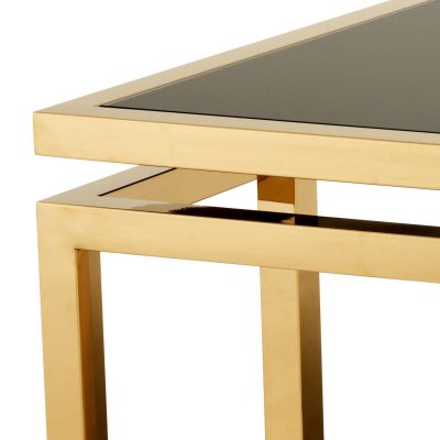 Coffee Table – Black Glass & Polished Brass – Parma Brass Range