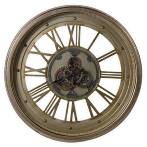 Wall Clock - Round Moving Cogs - Roman Numerals