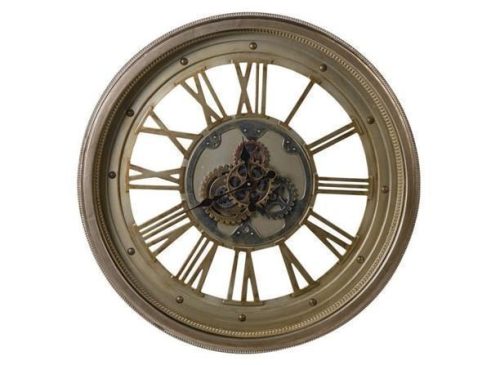 Wall Clock - Round Moving Cogs - Roman Numerals