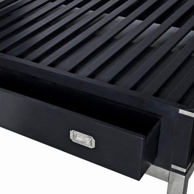 6ft Bed – Super King-size – Black & Chrome – 4 Drawers – Dorchester Black Range
