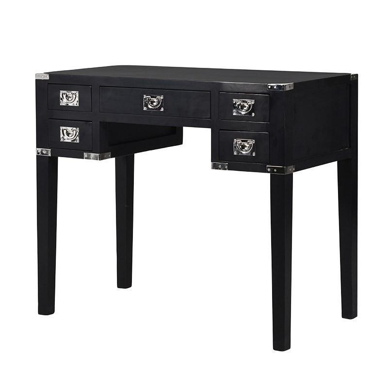 Kennington Black Chrome Edged Small Writing Desk Dressing Table