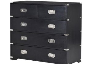 Chest Of Drawers - Black & Chrome Edged 2 Over 3 Drawers - Dorchester Black Range