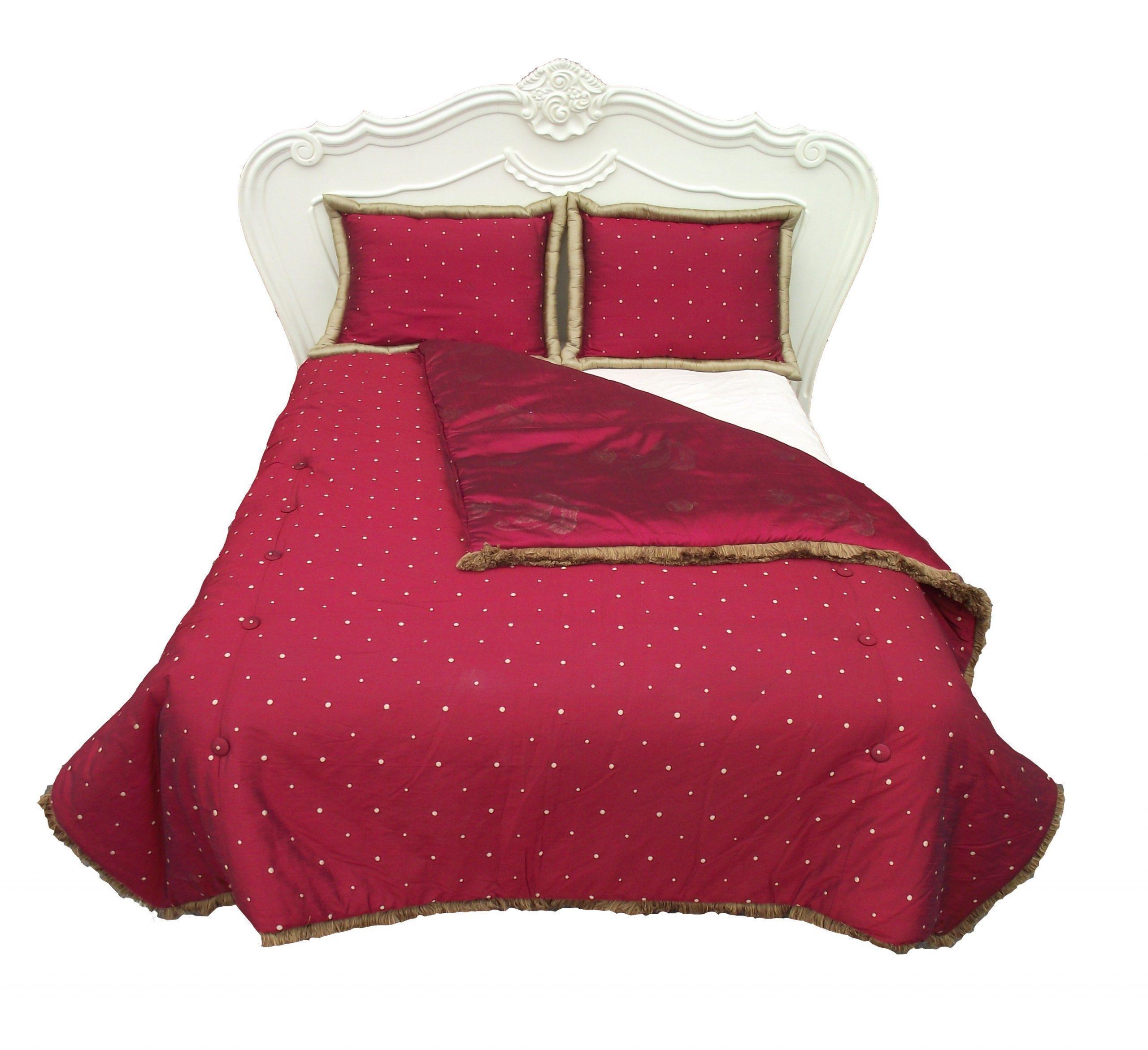 Luxury Quilt Bedspread Red Gold Raw Silk King Size