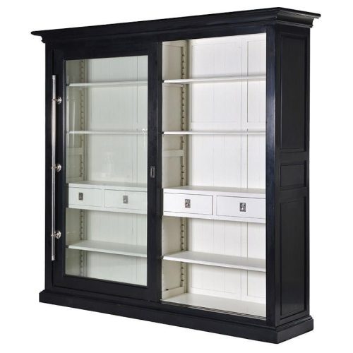 Kensington Black & Cream Sliding Glass Door Display Cabinet