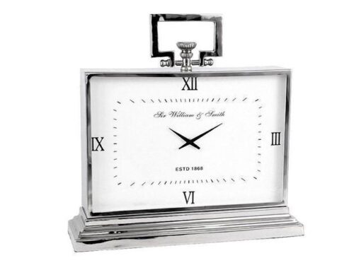 Mantel Clock - 'Sir William & Smith' Clock Co - Polished Chrome - Roman Numerals