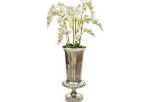 Orchid Flower Display - White Orchid Arrangement - Hammered Metal Vase