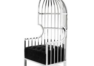 Porters Chair - Highly Polished Chrome Frame - Black Velvet Upholstery