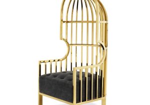 Porters Chair - Highly Polished Brass Frame - Black Velvet Upholstery