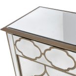 Sideboard - 3 Door 3 Drawer - Mirrored Finish - Champagne Gold Surround