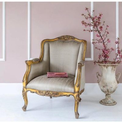 Library Chair – Silk Upholstered Fabric – Carved – Antique Gilt Range
