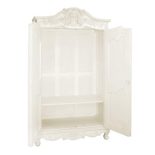 Wardrobe - Large Carved Double Door Armoire/Wardrobe - French Antique White