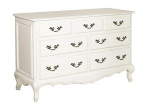 Chest Of Drawers - 7 Drawer Long Carved Chest - French Antique White