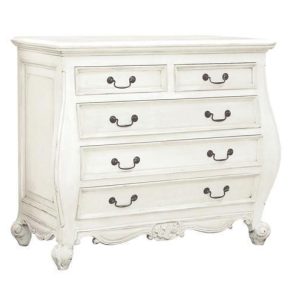 Chest Of Drawers - 2 Over 3 Drawer Bombe Chest - French Antique White