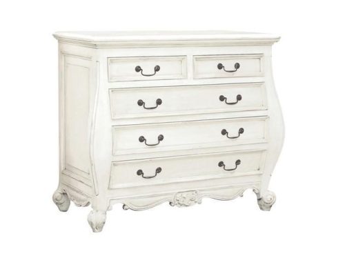 Chest Of Drawers - 2 Over 3 Drawer Bombe Chest - French Antique White