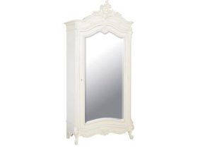 Wardrobe - Single Mirrored Door Armoire/Wardrobe - French Antique White