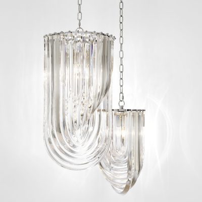 Chandelier – U Shaped Polished Murano Design – 5 Lights – Large