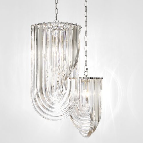 Chandelier - U Shaped Polished Murano Design - 5 Lights - Large