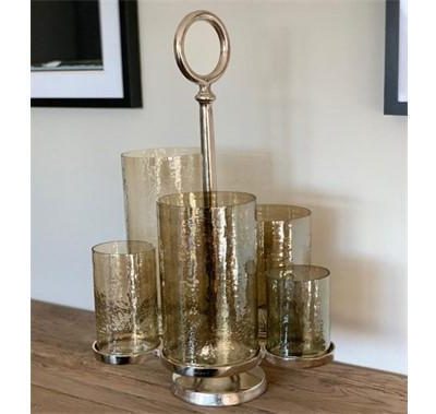 T Light Candle Holder - 5 Champagne Gold Glass Vase Candle Center Piece