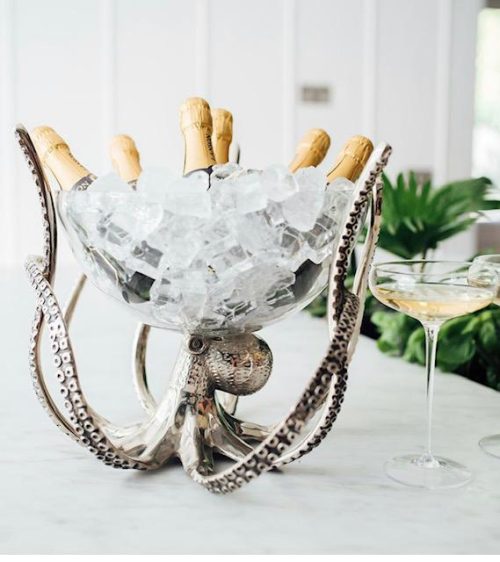 Octopus Wine Cooler - Chrome Base - Glass Ice Bowl