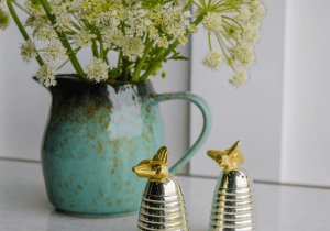 Cruet Set - Silver Plated Honey Beehive Salt & Pepper Set