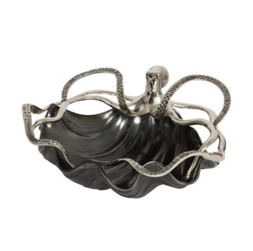 Octopus Fruit Bowl - Octopus Design - Polished Black & Chrome