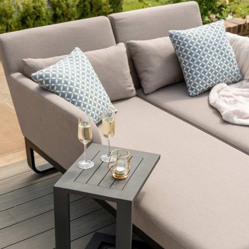 Garden Double Sun Lounger Set - All Weather Fabric - Taupe