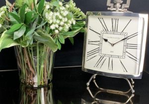 Mantel Clock - Roman Numerals - Polished Chrome