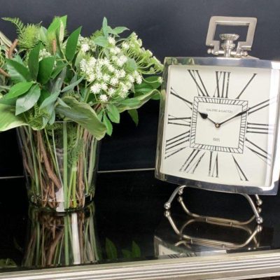 Mantel Clock - Roman Numerals - Polished Chrome