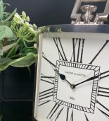 Mantel Clock - Chrome Finish - Carrier Handle - Roman Numerals