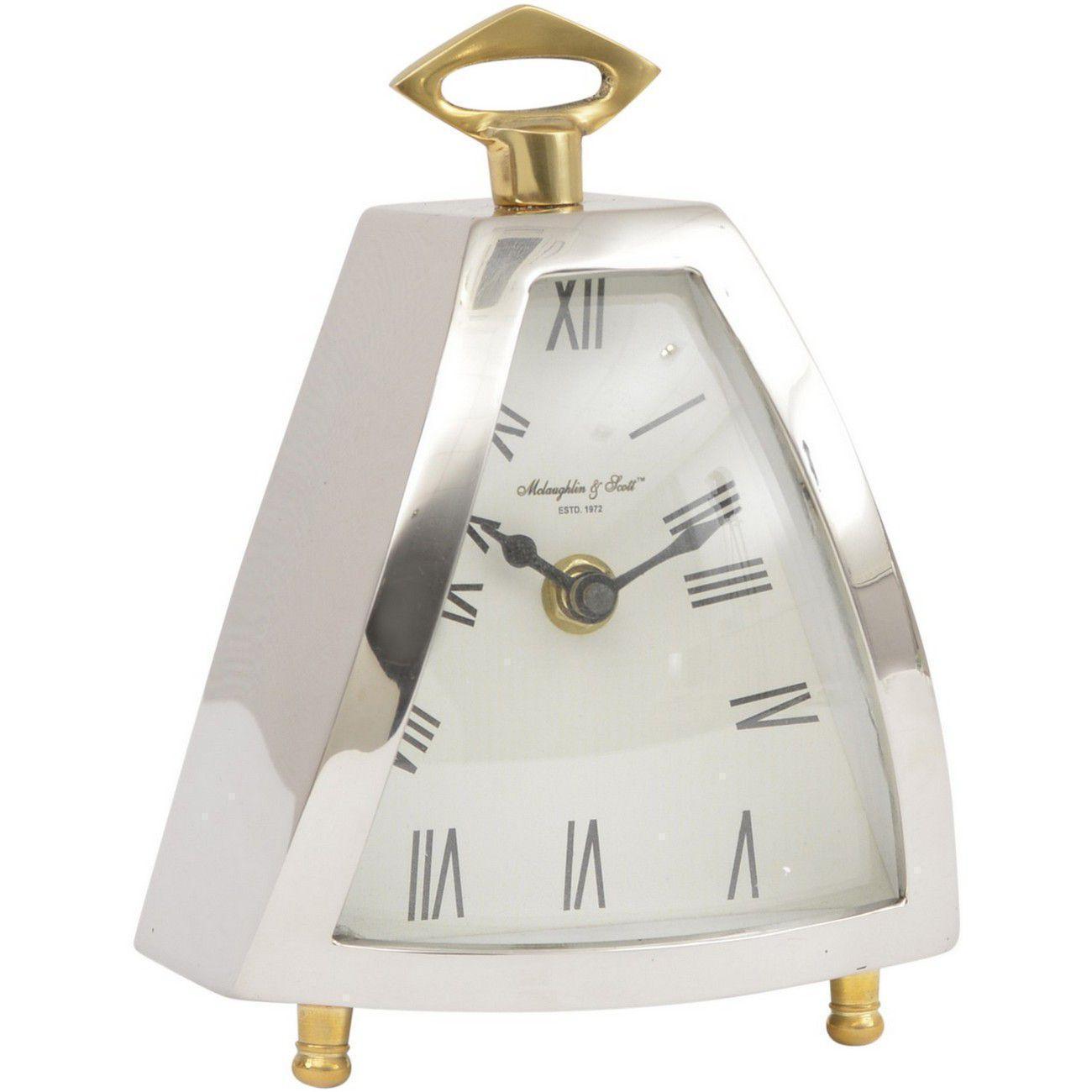 Mantel Clock McLaughlin & Scott Clock Co Chrome & Brass Clock