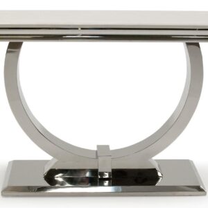 Console Table, Grey marble, Chrome Finish