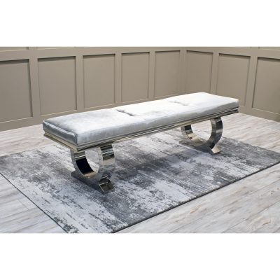 Long Bench – Contemporary – Chrome Based – Pewter Velvet -180cm