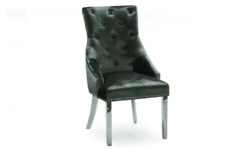 Dining Chair - Chrome Leg - Chrome Knocker - Charcoal Velvet